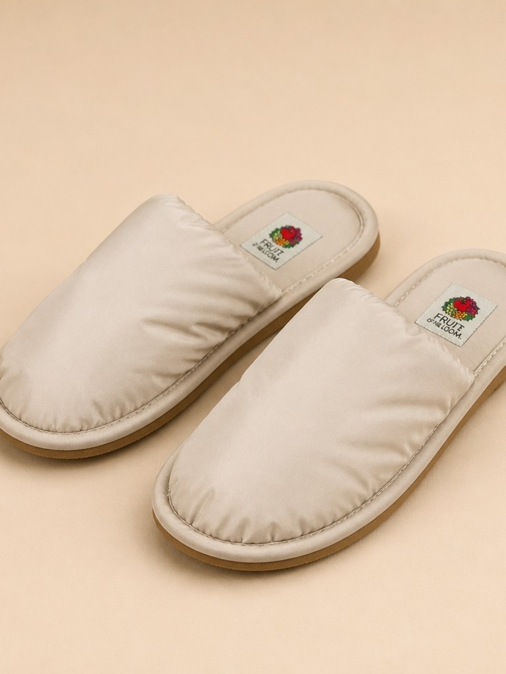 Fruit of the Loom Women's Cream Slip-On Quilted Slippers